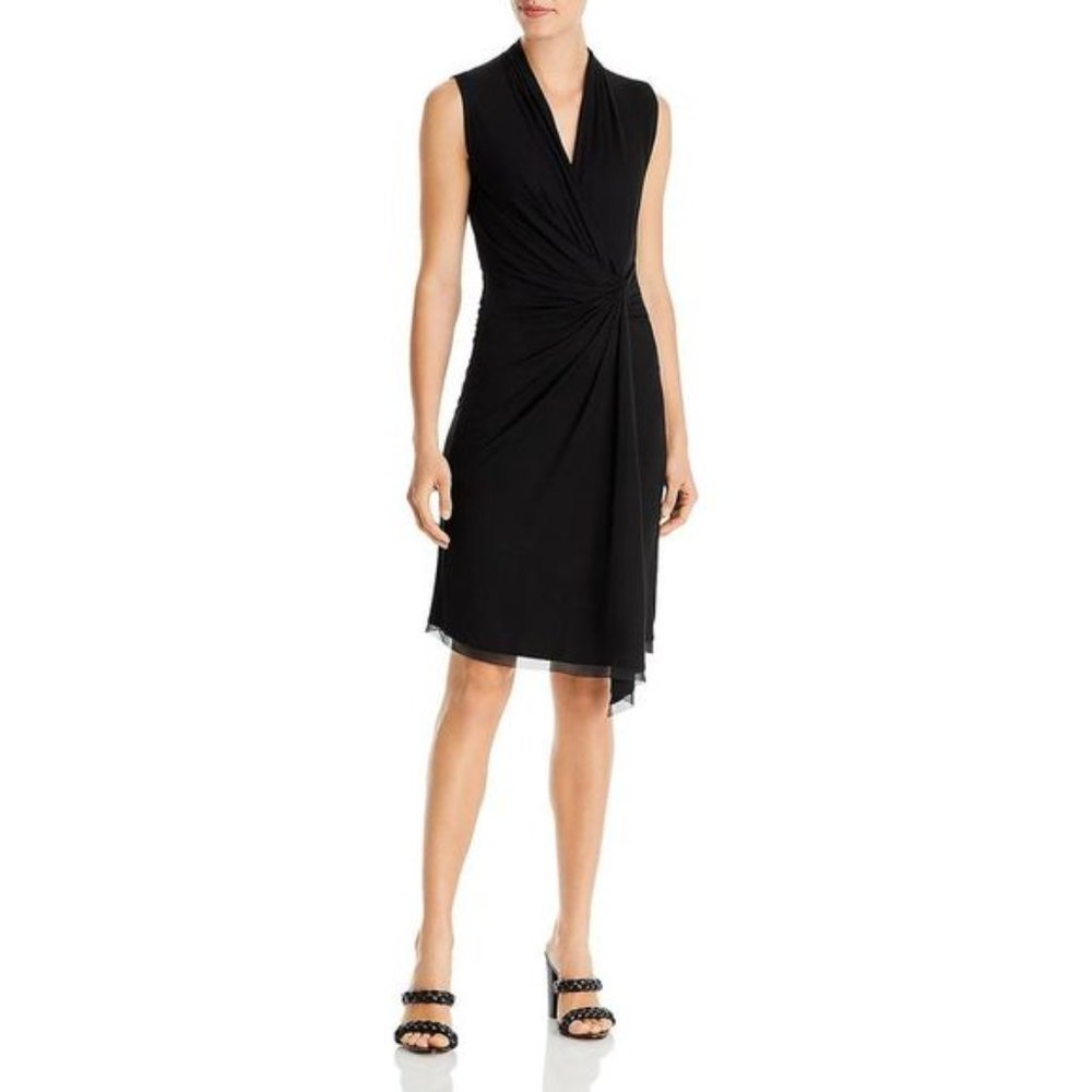 Black Sleeveless Twist-Detail Midi Dress